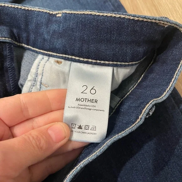 Mother The Hustler Roller Heel High Waisted Wide Leg 70’s Blue Jeans 33” Sz 26/4 - Picture 9 of 16